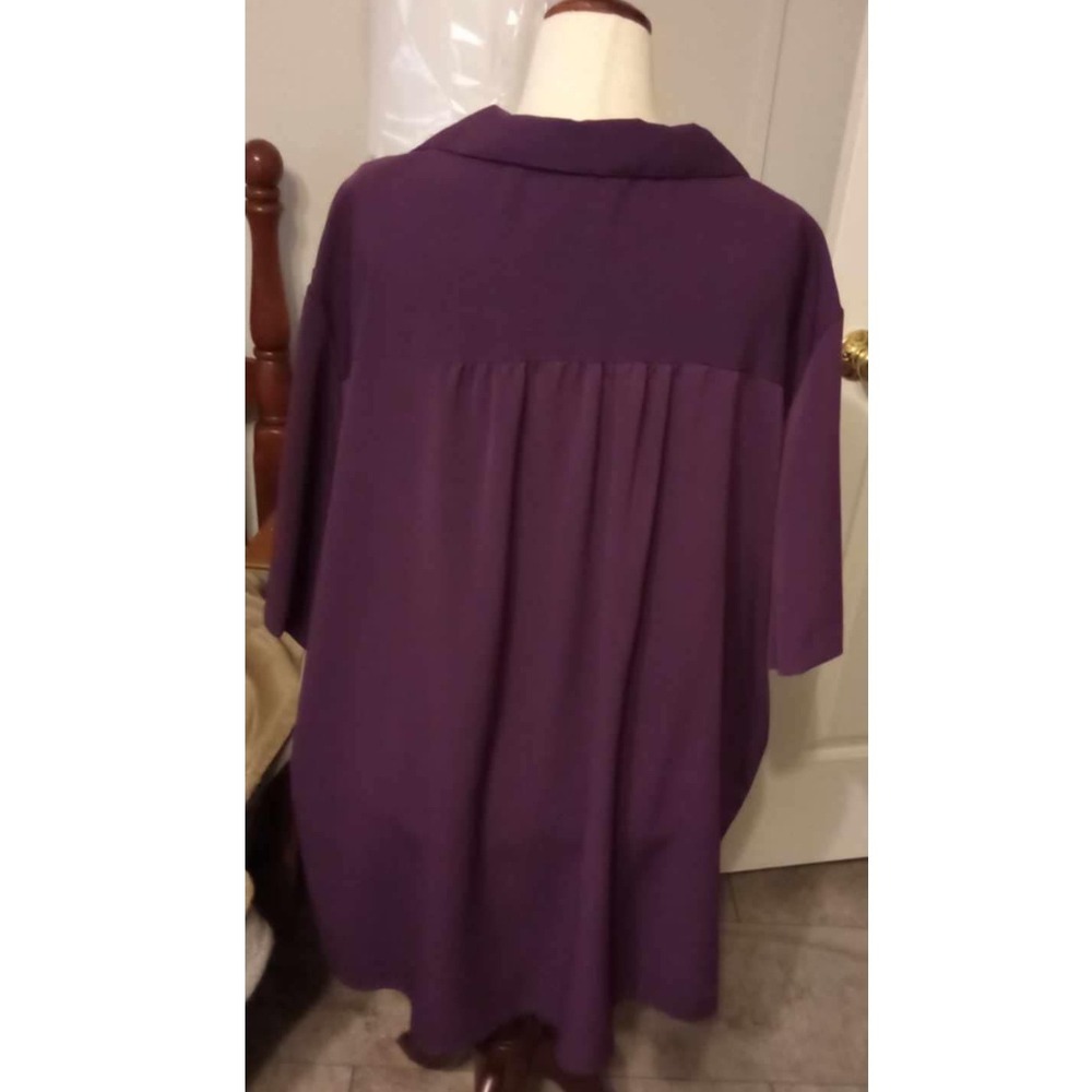 A Personal Touch Womens Purple Short Sleeve Button Front Shirt Top Plus Size 4X - Picture 2 of 4